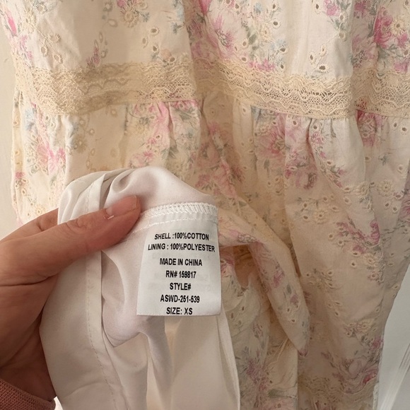 Altar’d State 100% Cotton Floral Eyelet Dress – XS –cottage-core tiered sundress - Picture 4 of 4